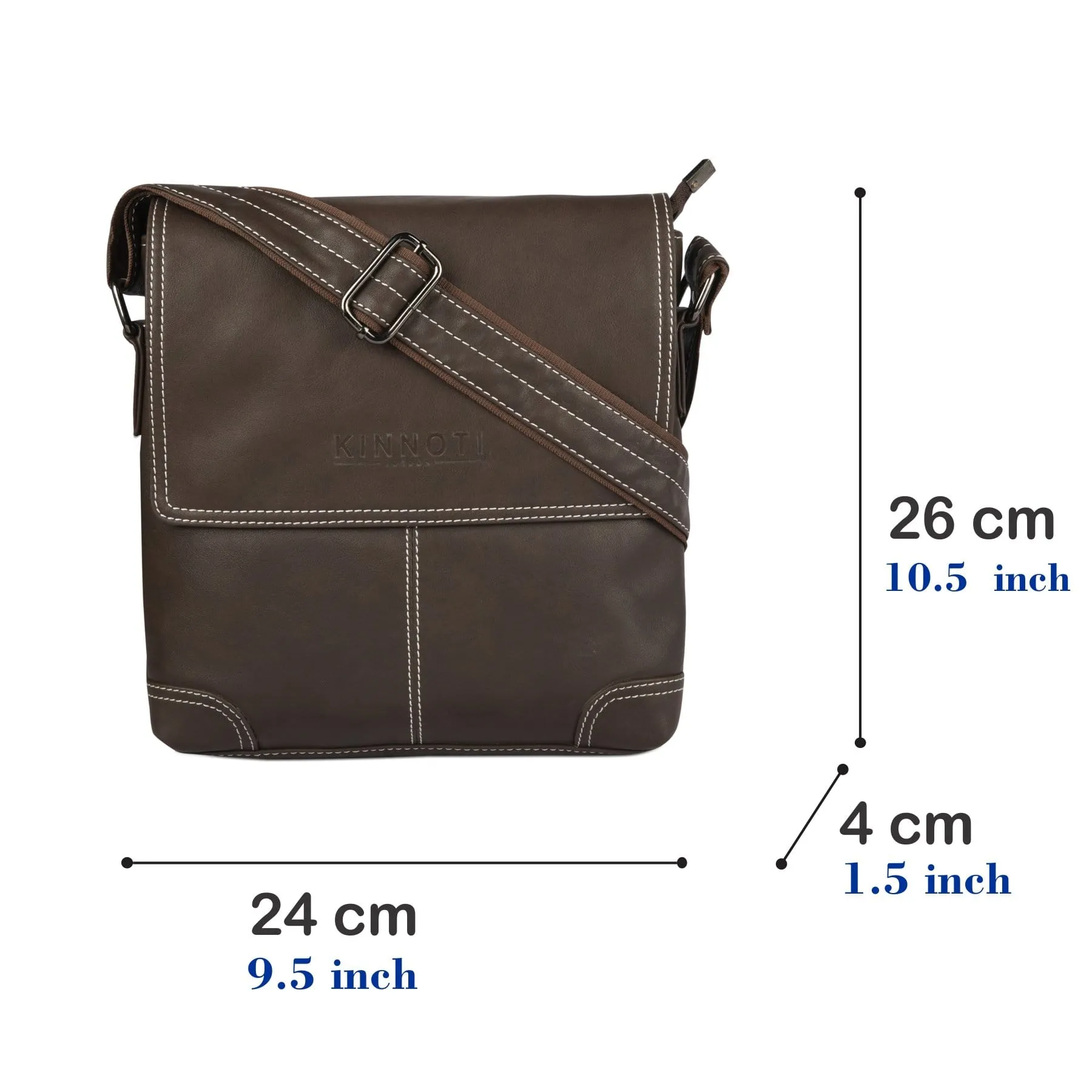 Matte Brown Vegan Leather Messenger Bag