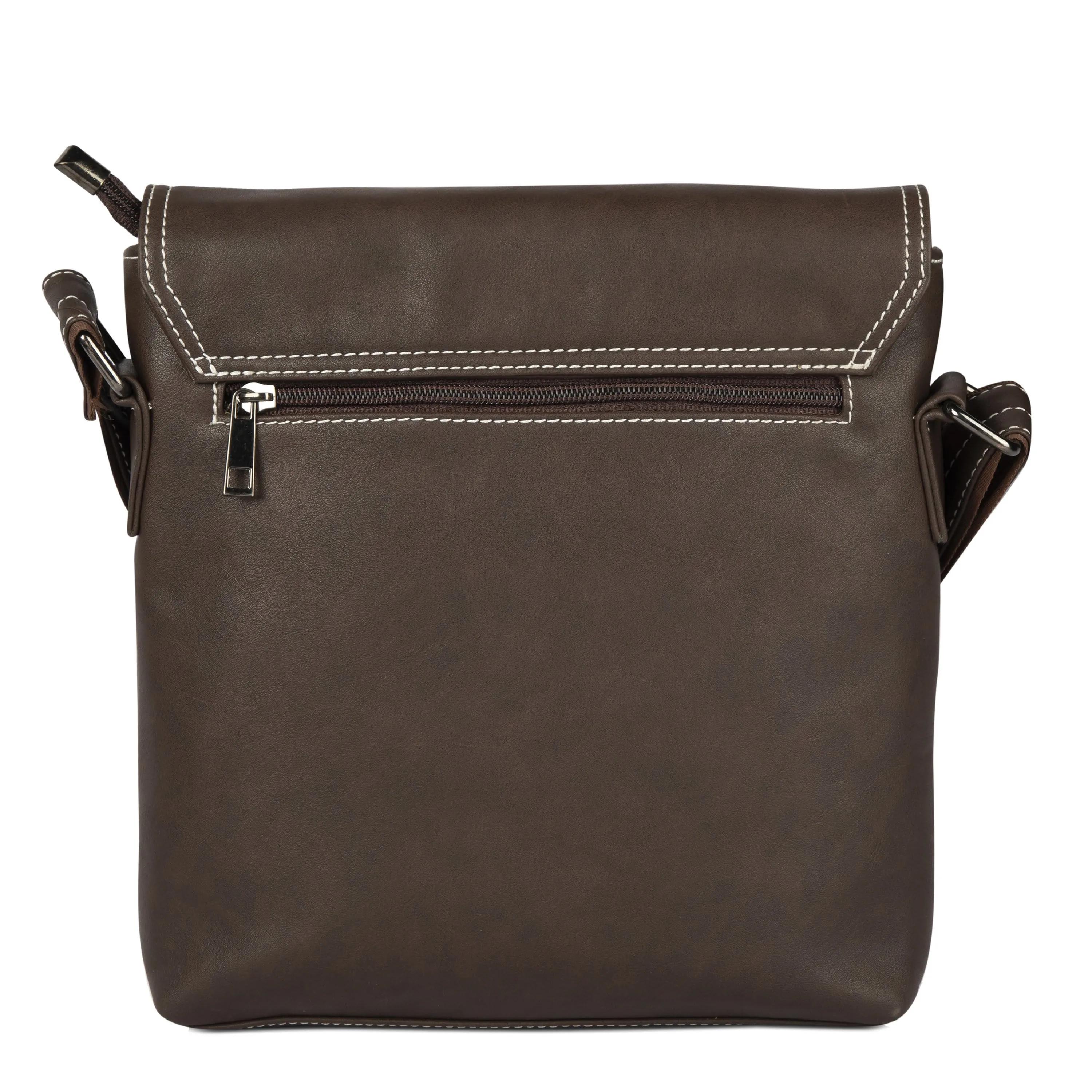 Matte Brown Vegan Leather Messenger Bag