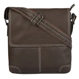 Matte Brown Vegan Leather Messenger Bag