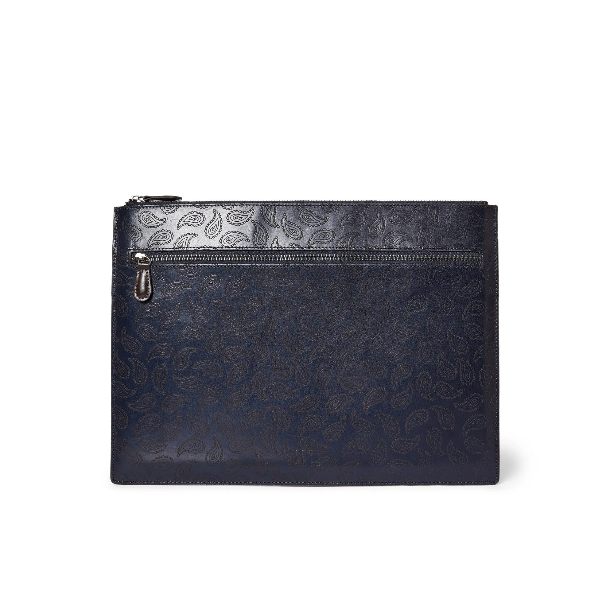 Men Ekcle-Paisley Leather Document Holder - Navy
