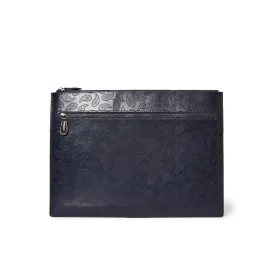 Men Ekcle-Paisley Leather Document Holder - Navy