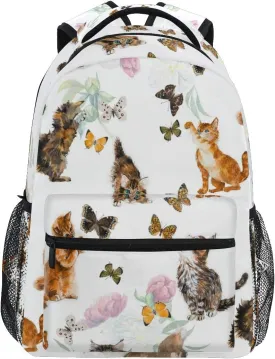 Nander Backpack Travel Lovely Cat Flower Butterfly School Bookbags College Bag for Womens Mens Boys Girls