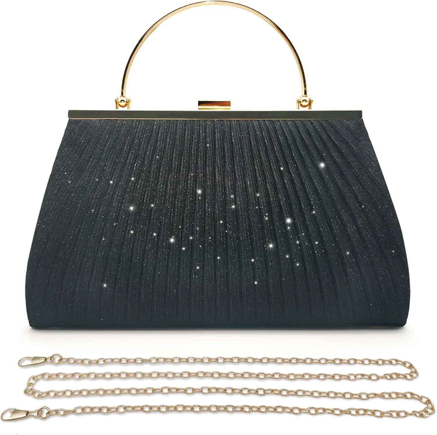 Pahajim Sparkly Evening Bag Bling Clutch Purses for Women, Small Glitter Sequin Handbag Fancy Dressy Purse with Strap
