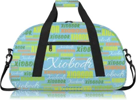 Personalized Cute Duffle Bag - Custom Name Kids Sports Bag, Sleepover Bags for Girls, Lightweight Toddler Boys Overnight Bag for Weekender Travel Cheer Dance Ball Game, Blue Brown Green