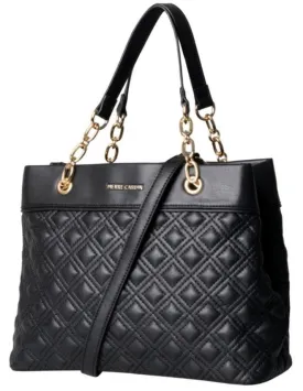 Pierre Cardin Kylie Chain Quilted Satchel Handbag | Black