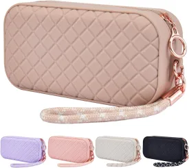 Portable Travel Makeup Bag,Soft Silicone Waterproof Toiletry Cosmetic Bag for Women,Upgrade Anti-Fall Out Zipper Closure Organizer Makeup Case -(Khaki)