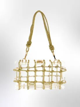 Queen Caged Embellished Box Shoulder Bag