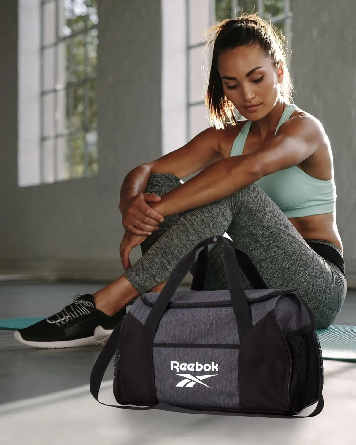 Reebok Duffle Bag - Carry On Gym Bag for Workout and Travel Duffel Bags - Small Size Overnight Bags for Women and Men, Size Small, Aleph Grey