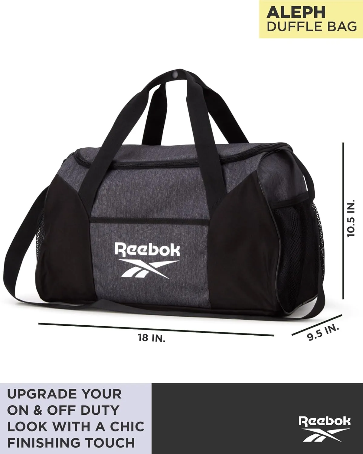 Reebok Duffle Bag - Carry On Gym Bag for Workout and Travel Duffel Bags - Small Size Overnight Bags for Women and Men, Size Small, Aleph Grey