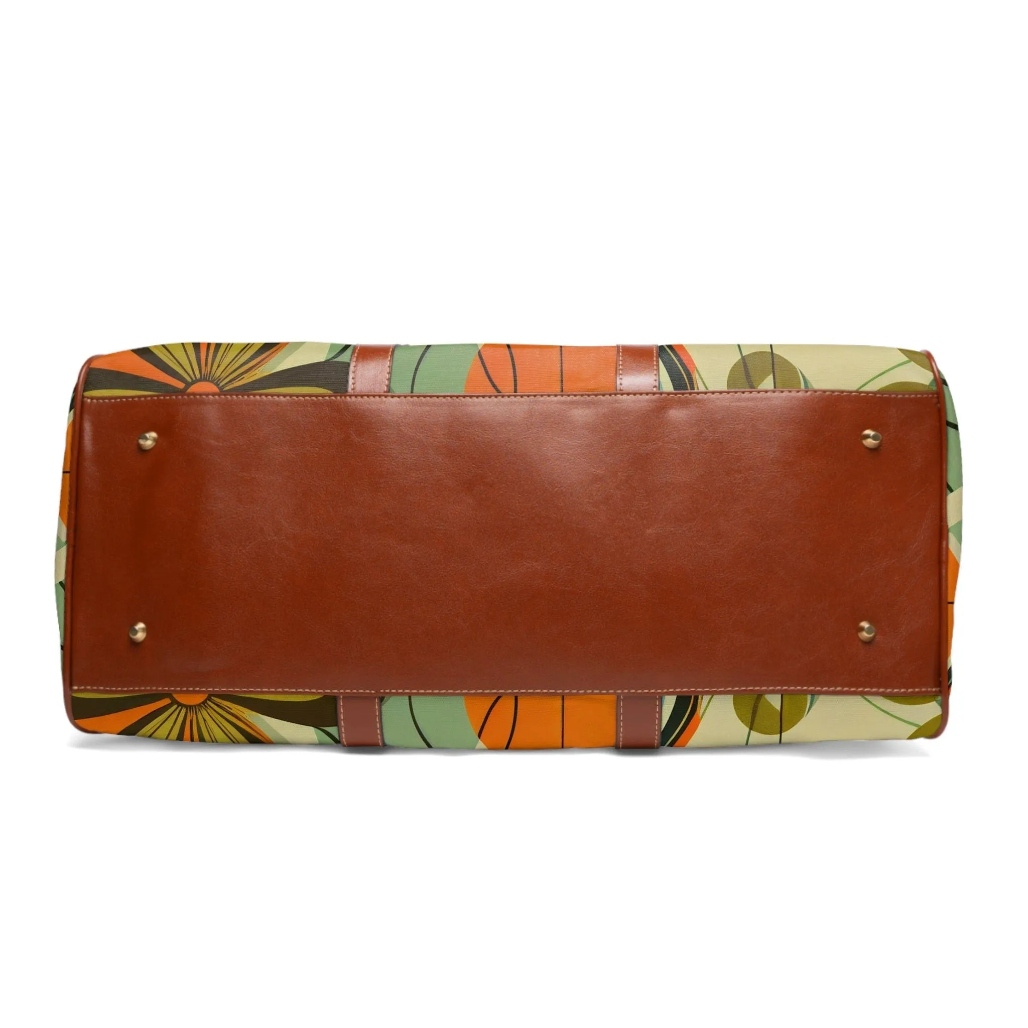 Retro 60s Mid Mod Daisy Travel Bag, MCM Geometric Duffel Bag, Leather, Fabric Carry on Bag, Weekender Bag - 123581223