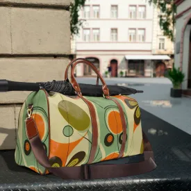 Retro 60s Mid Mod Daisy Travel Bag, MCM Geometric Duffel Bag, Leather, Fabric Carry on Bag, Weekender Bag - 123581223