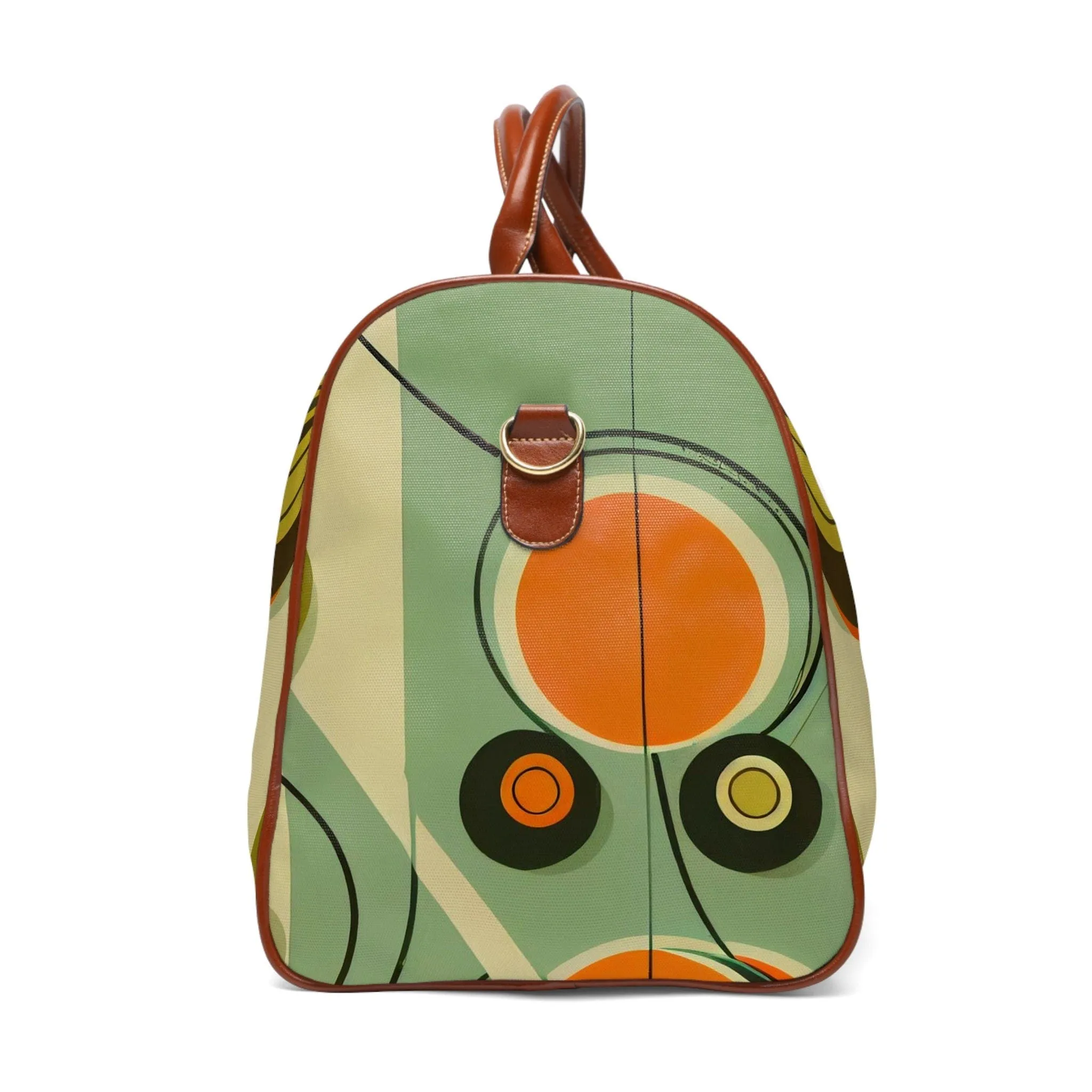 Retro 60s Mid Mod Daisy Travel Bag, MCM Geometric Duffel Bag, Leather, Fabric Carry on Bag, Weekender Bag - 123581223