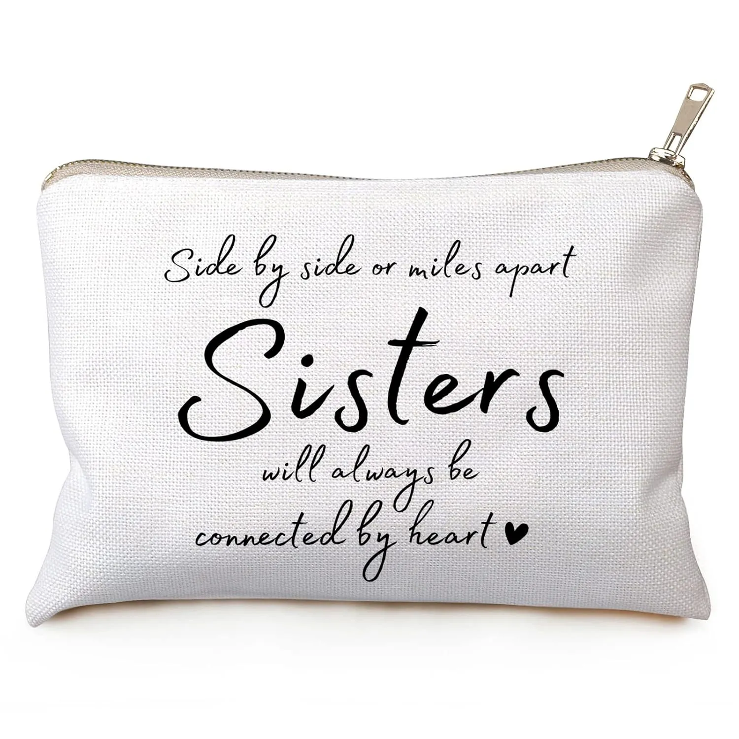 Sister Moving Away Gift Best Sister Makeup Bag Gift Birthday Gifts From Sister Long Distance Sister Gift Thinking of You Linen Cotton Clutch Bag