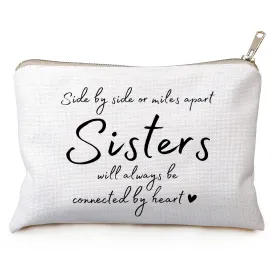 Sister Moving Away Gift Best Sister Makeup Bag Gift Birthday Gifts From Sister Long Distance Sister Gift Thinking of You Linen Cotton Clutch Bag