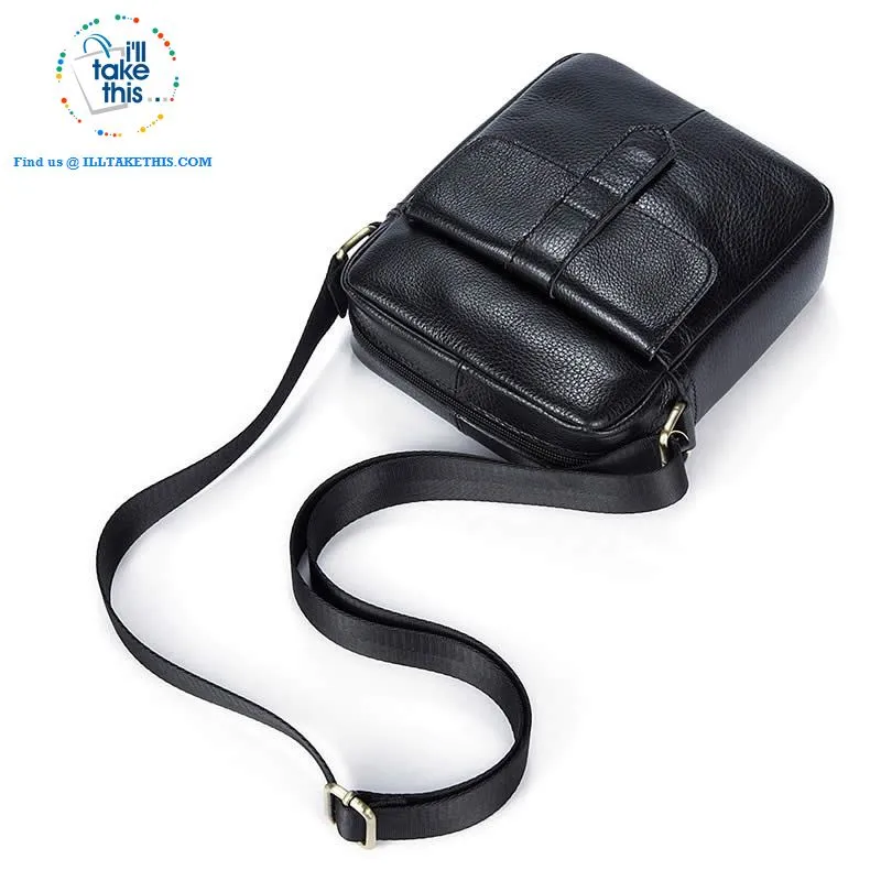 Sleek clean full leather Man bag has enough room to pack your Tablet, Ideal men's crossbody bag