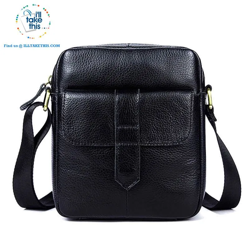 Sleek clean full leather Man bag has enough room to pack your Tablet, Ideal men's crossbody bag