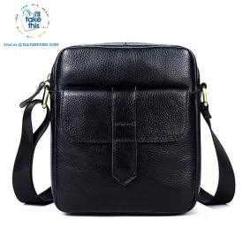 Sleek clean full leather Man bag has enough room to pack your Tablet, Ideal men's crossbody bag