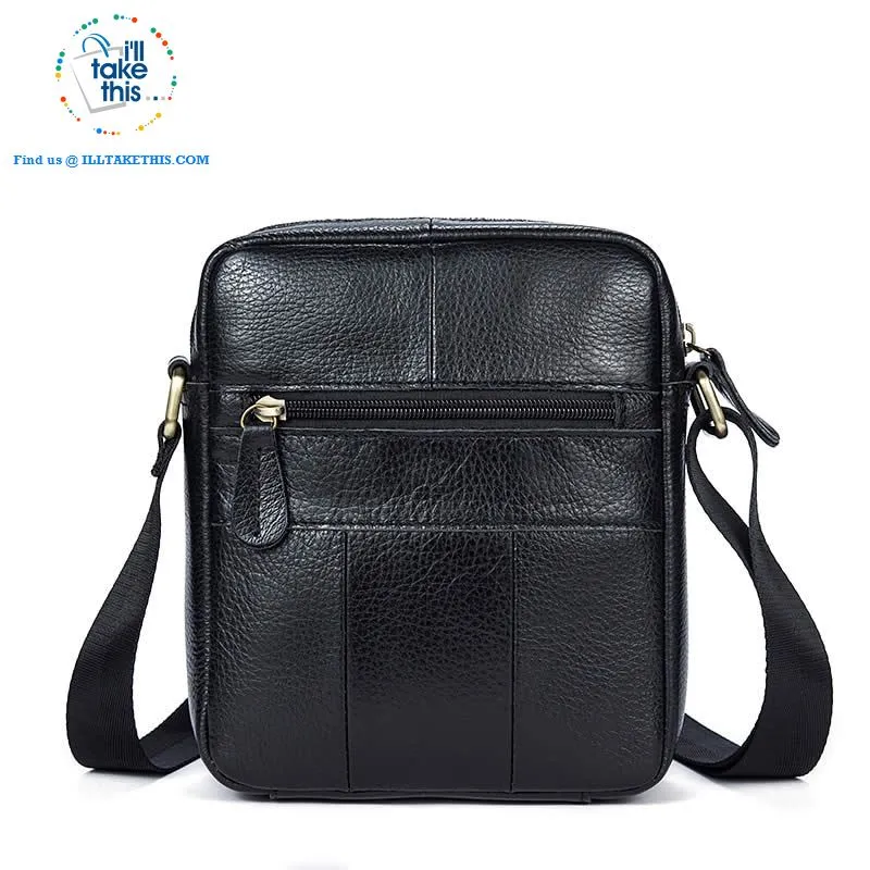Sleek clean full leather Man bag has enough room to pack your Tablet, Ideal men's crossbody bag