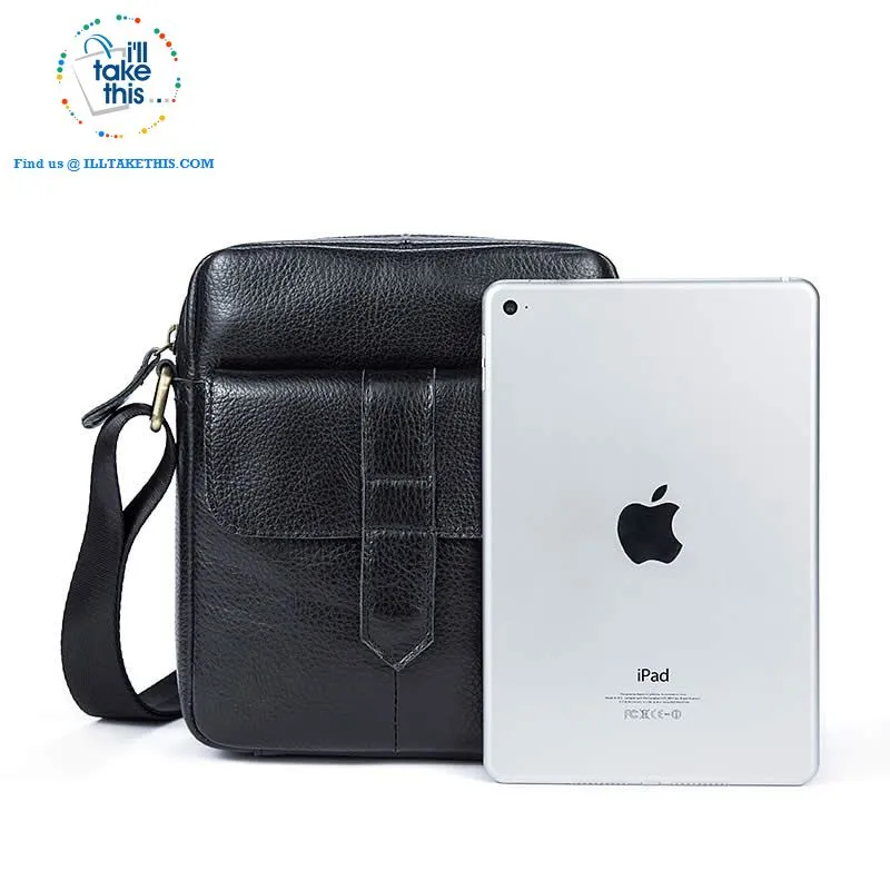 Sleek clean full leather Man bag has enough room to pack your Tablet, Ideal men's crossbody bag