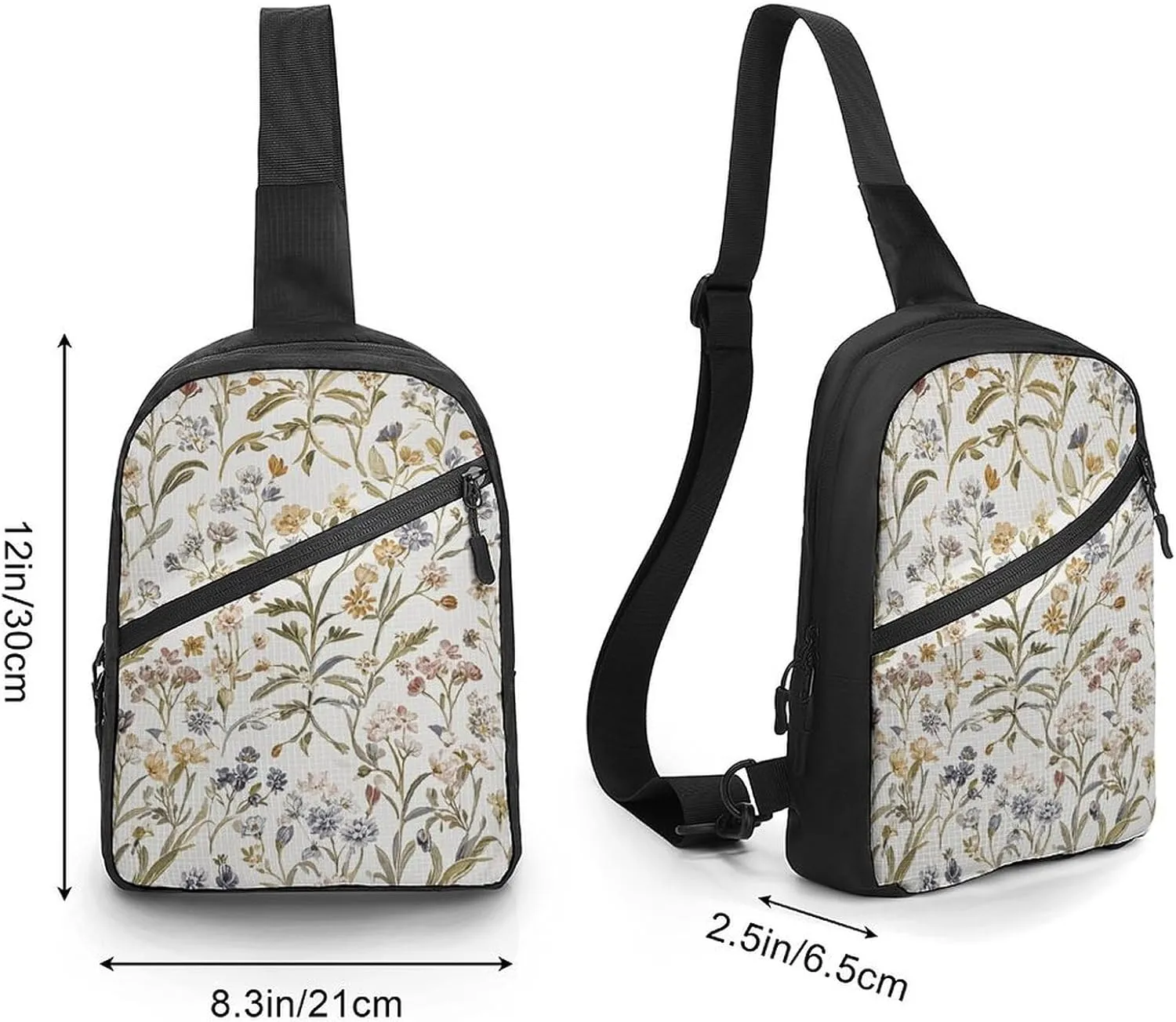 Sling Bag for Women Men Daypack Blue Little Flower Chest Bag Crossbody Backpack for Hiking Travel