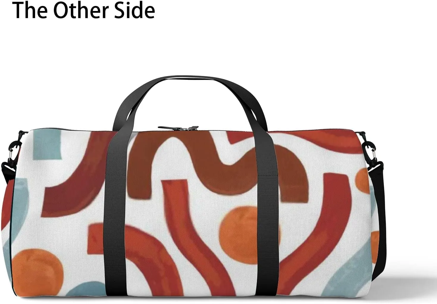 Sports Gym Bag for Women and Men Waterproof Abstract Geometric Shapes Boho Style Red Duffel Bag Lightweight Carryon Traveling Boarding Gripsack
