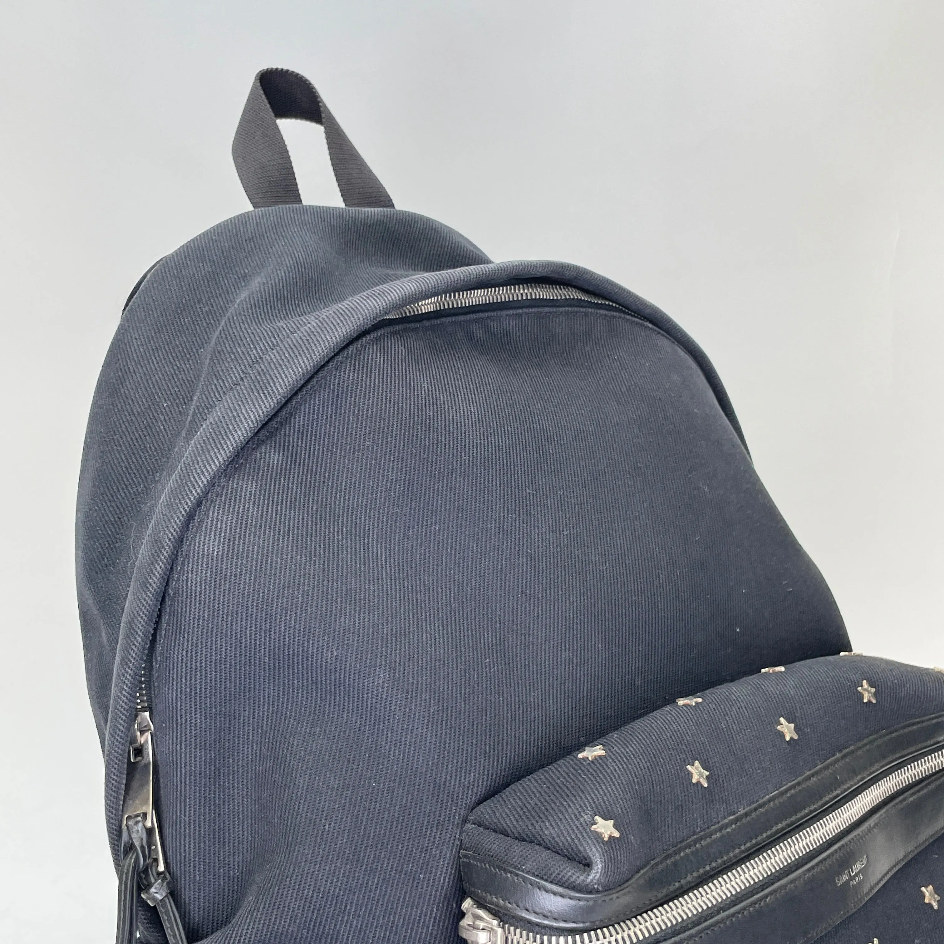 Star Black Backpack in Canvas, Silver hardware