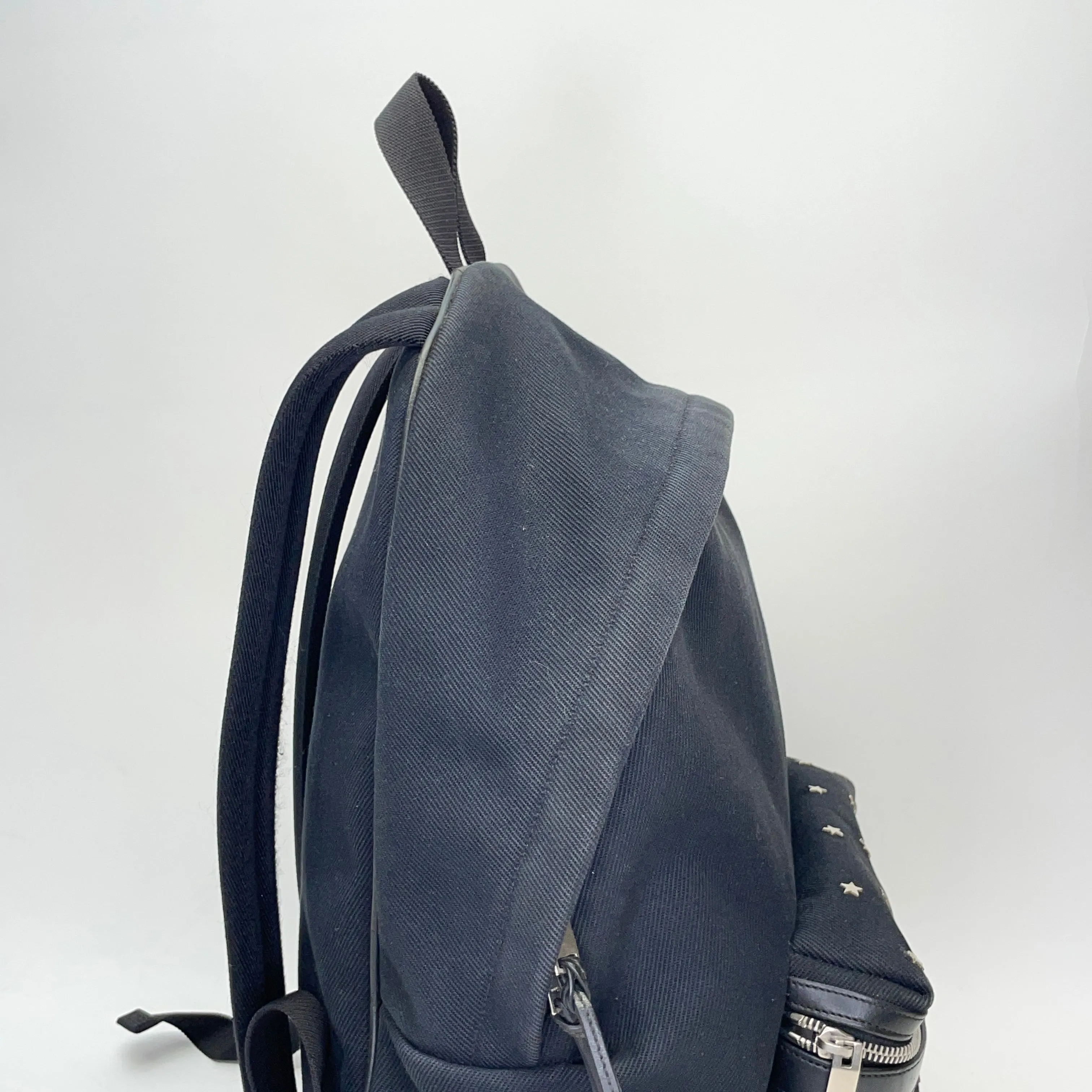 Star Black Backpack in Canvas, Silver hardware