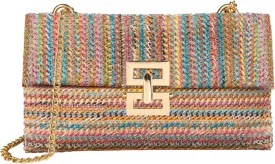 Straw Chain Clutch Purses for Women Ladies Woven Envelope Handbag Shoulder Crossbody Beach Bag