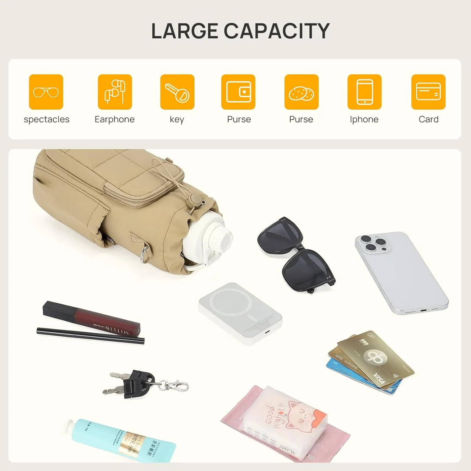 Telena Water Bottle Holder with Strap 40 oz Crossbody Water Bottle Bags for Women Men Walking, Running