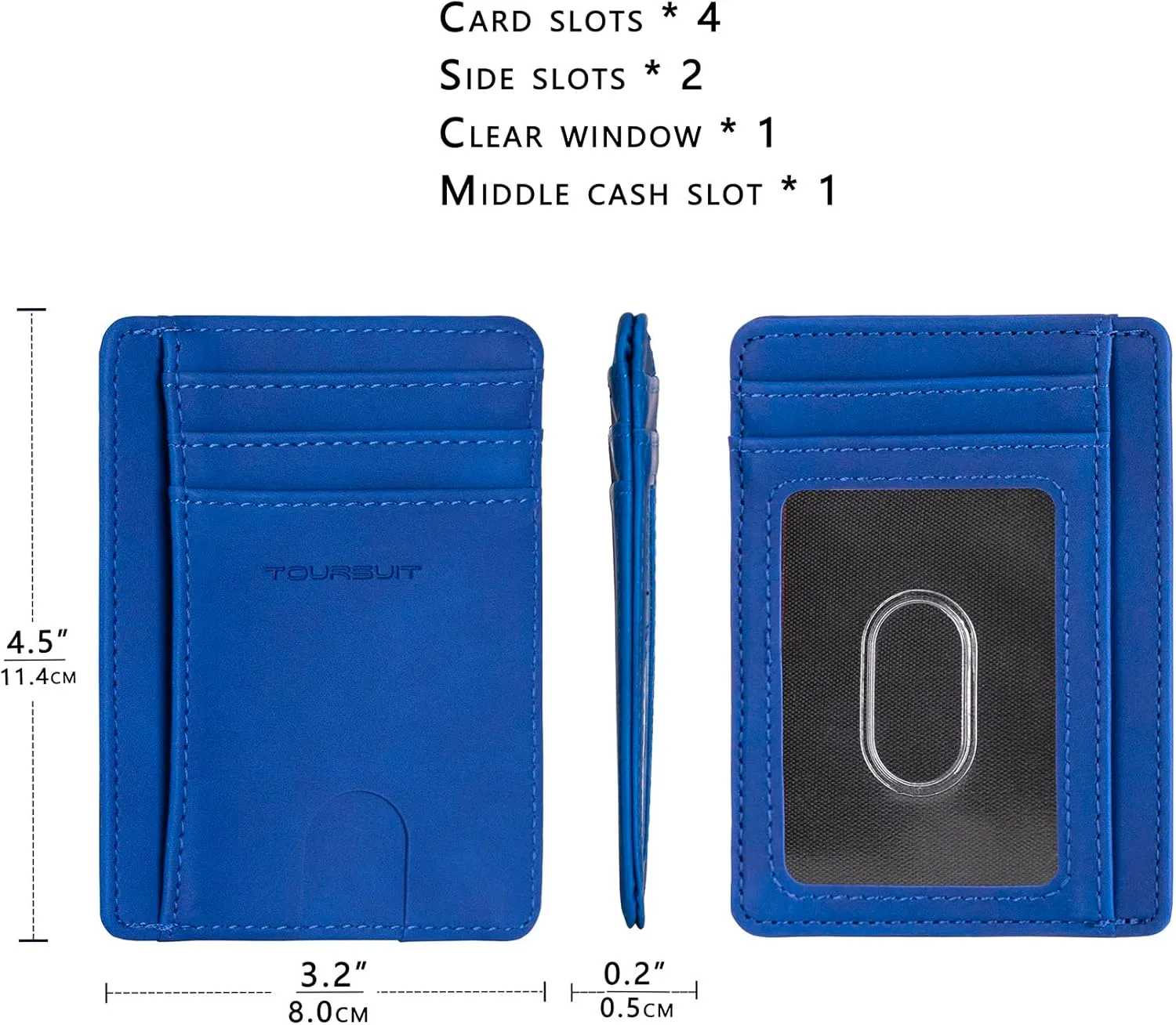 TOURSUIT Travel Minimalist Slim Front Pocket Wallet for Men Women, RFID Blocking Credit Card Holder Case (Dark Blue)