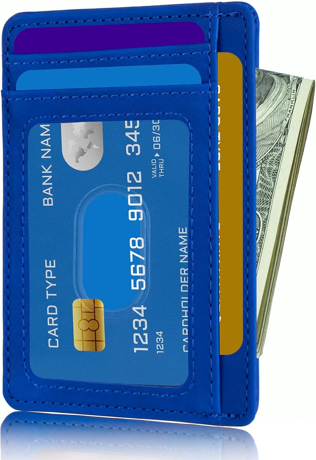TOURSUIT Travel Minimalist Slim Front Pocket Wallet for Men Women, RFID Blocking Credit Card Holder Case (Dark Blue)