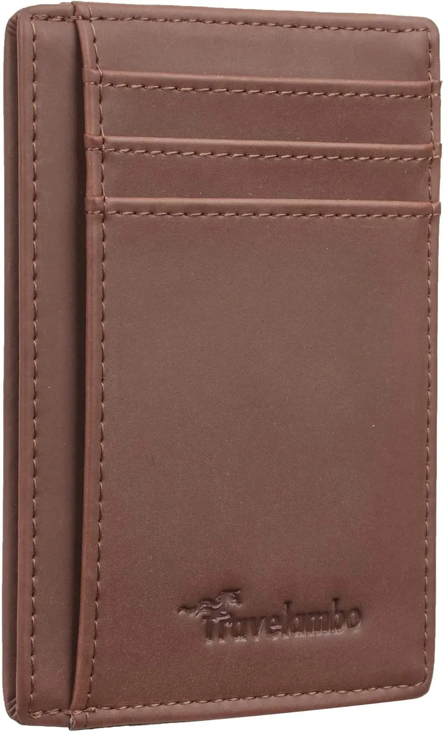 Travelambo Slim Wallet Front Pocket Minimalist Leather RFID Blocking Medium Size