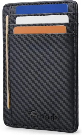 Travelambo Slim Wallet Front Pocket Minimalist Leather RFID Blocking Medium Size
