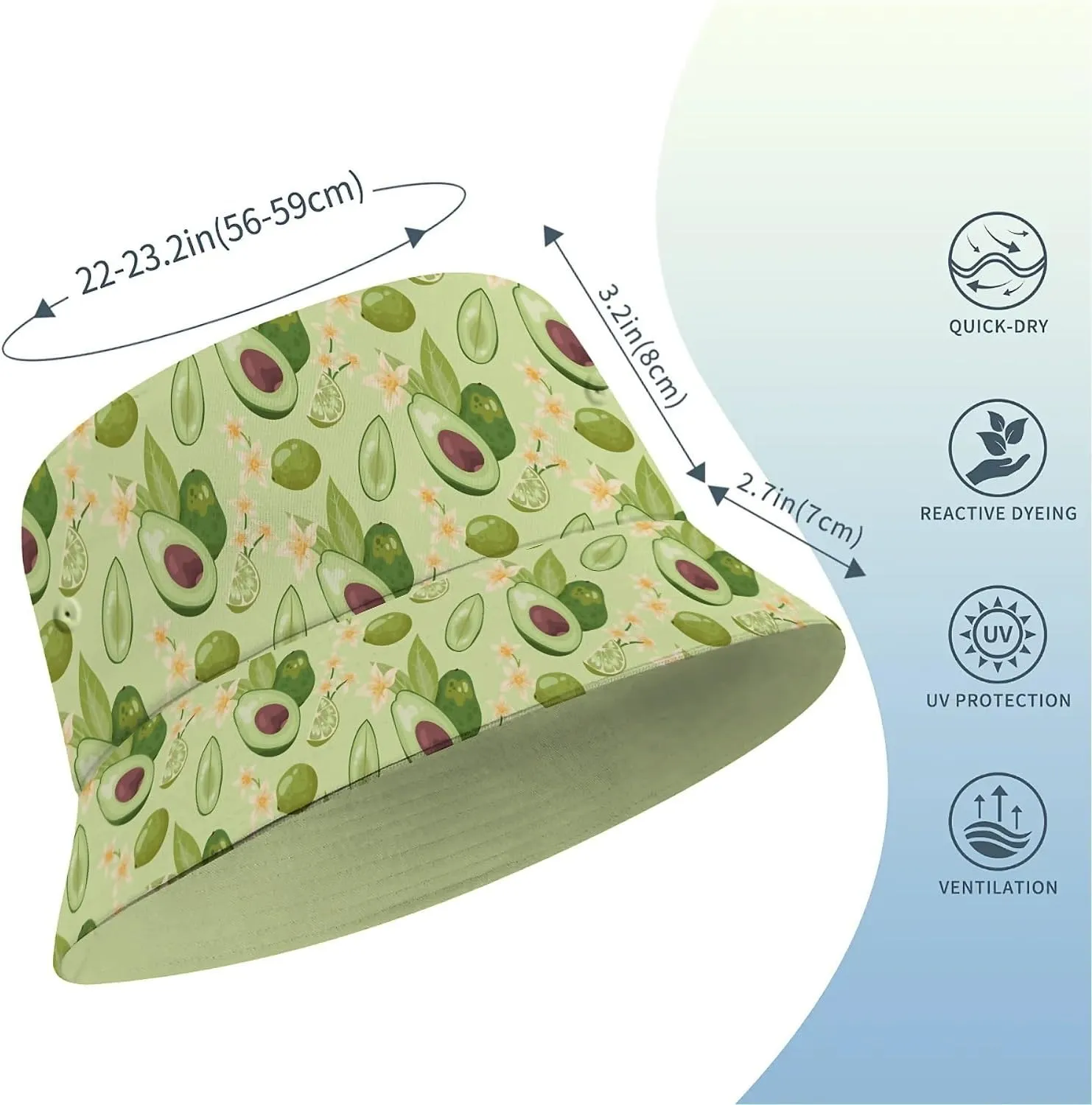 Unisex Print Double Side Wear Summer Reversible Sun Fishing Bucket Hat for Men Women Teens,Tropic Vibes