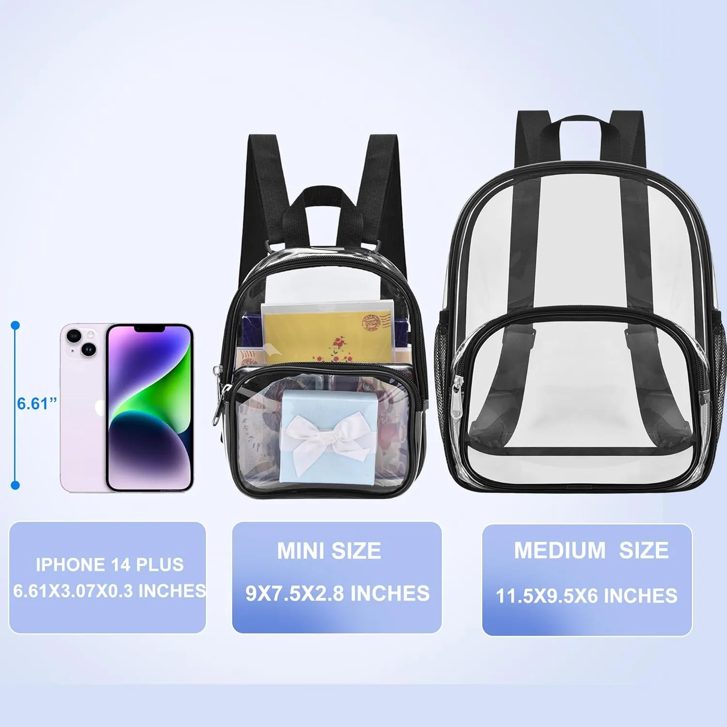 USPECLARE Clear Mini Backpack Stadium Approved for Girls, for Concert, Festival, Sport Events&Daily Use