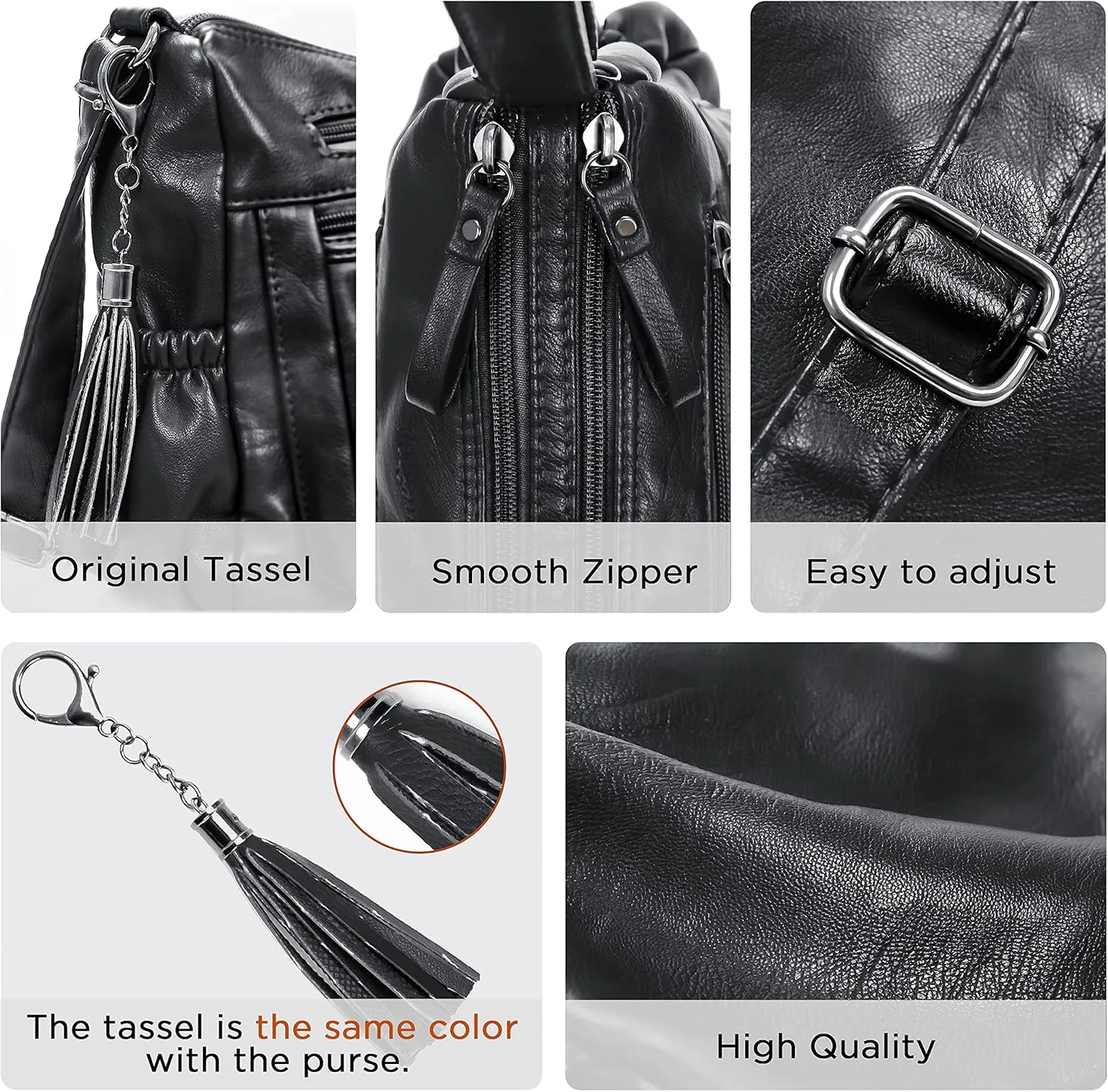 VOLGANIK ROCK Crossbody Bag for Women with Tassel Ladies Soft PU leather Purses and Handbag Pocketbooks